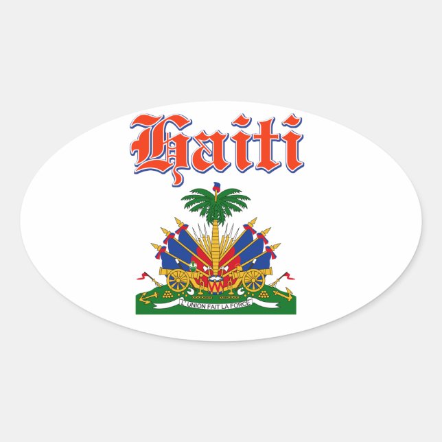 Grunge Haiti coat of arms designs Oval Sticker (Front)