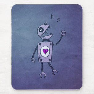 Grunge Happy Singing Robot Mouse Mat