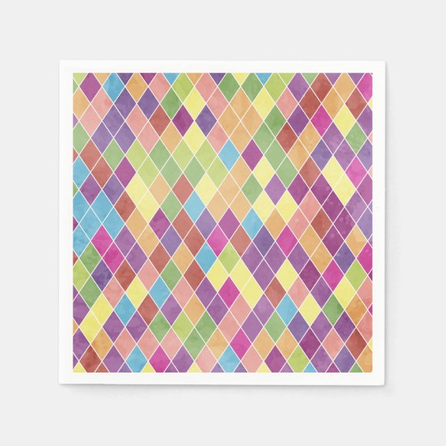Grunge Harlequin Pattern Napkin (Front)