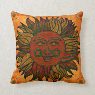 Grunge Harvest New Age Sun Decor Throw Pillow