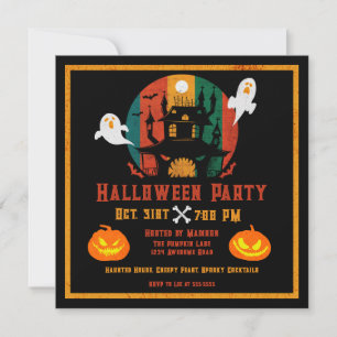 Grunge Haunted House Halloween Invitation