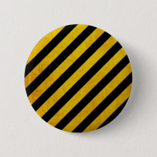 Grunge hazard stripe 6 cm round badge