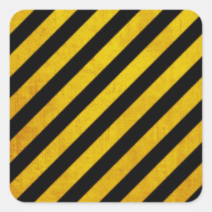 Grunge hazard stripe square sticker