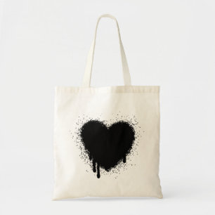 Grunge Heart - Black Tote Bag