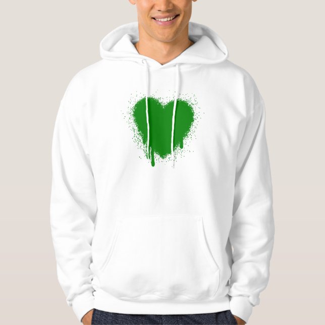 Grunge Heart - Green Hoodie (Front)