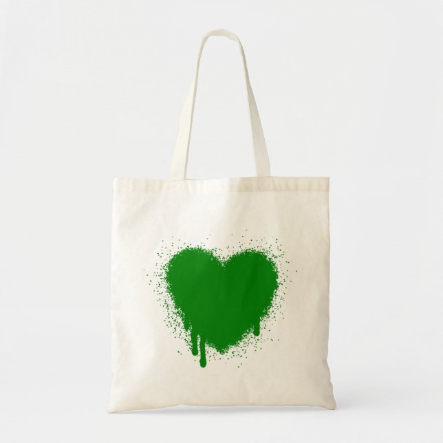 Grunge Heart - Green Tote Bag (Front)
