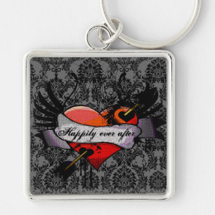 Grunge Heart Happily Ever After Honeymoon KeyChain