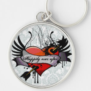 Grunge Heart Happily Ever After Honeymoon KeyChain