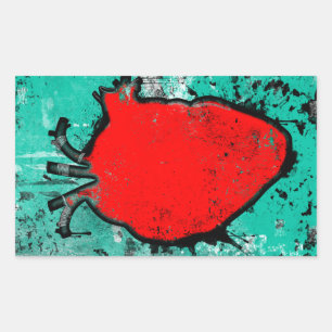 grunge heart rectangular sticker