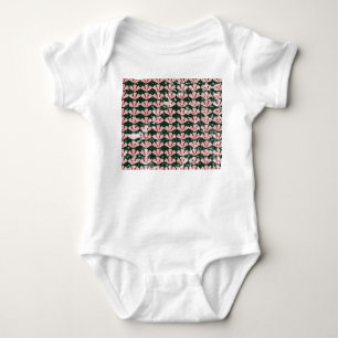 Grunge hearts and flowers pattern. baby bodysuit