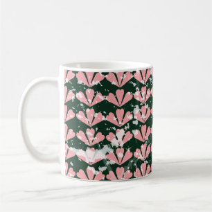 Grunge hearts and flowers pattern. coffee mug