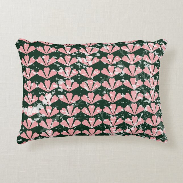 Grunge hearts and flowers pattern. decorative cushion (Front)