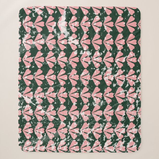 Grunge hearts and flowers pattern. sherpa blanket (Front)
