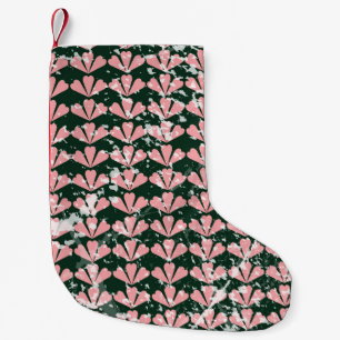 Grunge hearts and flowers pattern. small christmas stocking