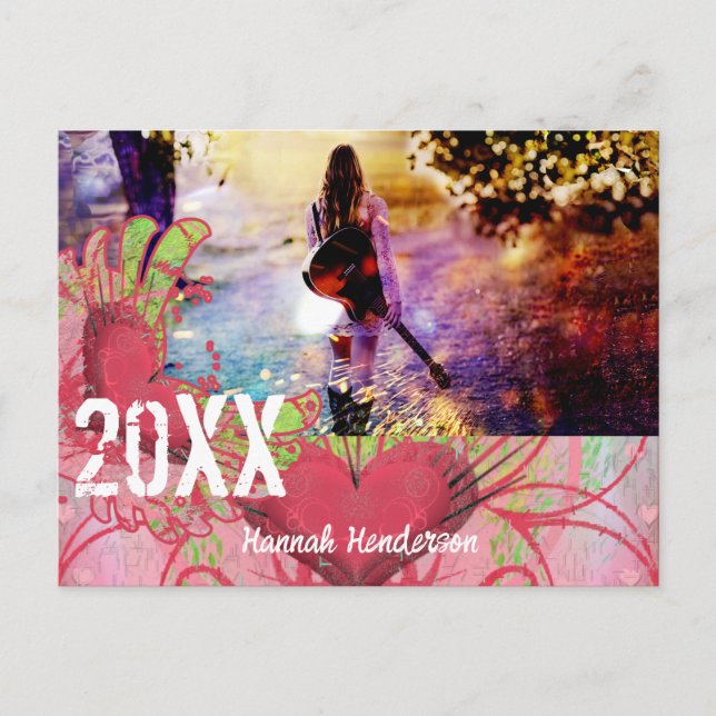 Grunge Hearts Class of  Graduation Invitations (Front)