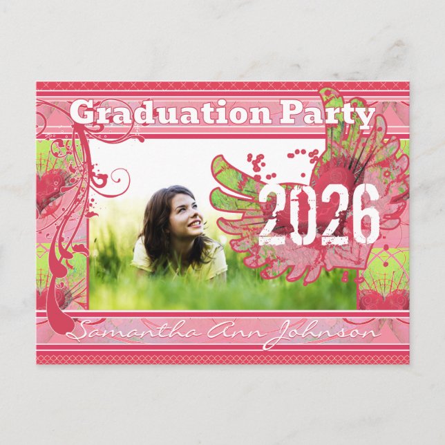 Grunge Hearts Class of  Graduation Invitations (Front)