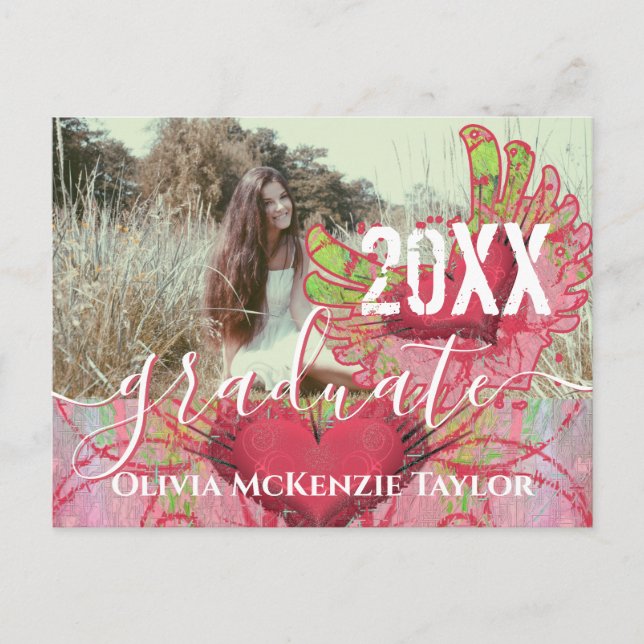 Grunge Hearts Class of  Graduation Invitations (Front)