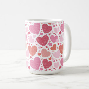 Grunge Hearts Shades of Pink Coffee Mug