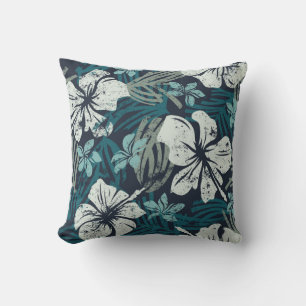 Grunge Hibiscus, Tropical Floral Wallpaper. Cushion