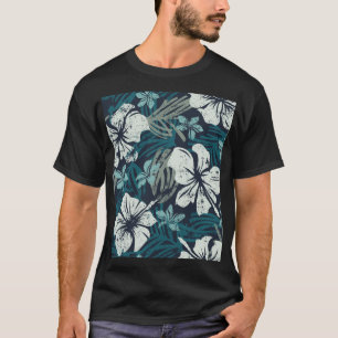 Grunge Hibiscus, Tropical Floral Wallpaper. T-Shirt