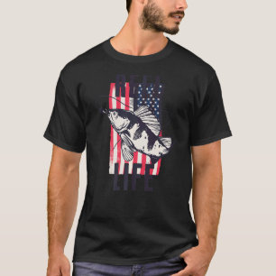 Grunge Hook American Flag Fisherman Merch Fishing  T-Shirt
