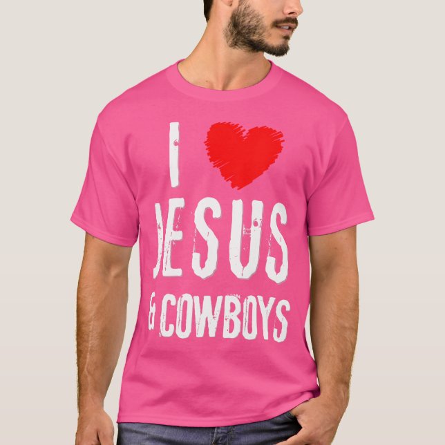 Grunge I Love Jesus Cowboys Christian T-Shirt (Front)