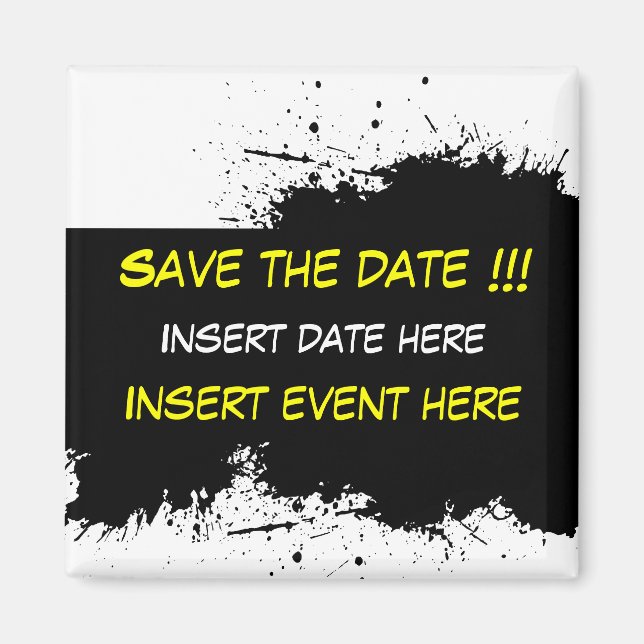 Grunge Ink Stain - Save the date Magnet Template (Front)
