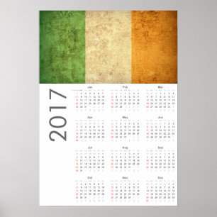 Grunge Ireland Flag Calendar 2017 Poster