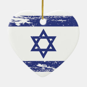 Grunge Israel Flag Ceramic Tree Decoration