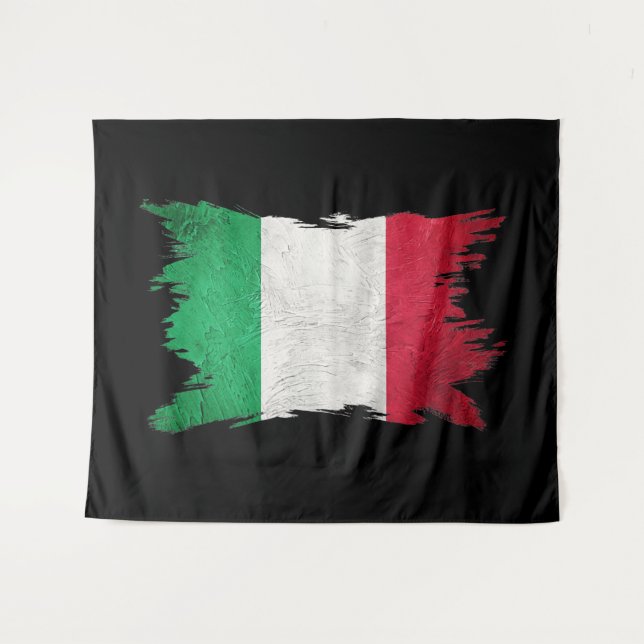 Grunge Italy flag, Italian flag, Brush stroke Tapestry (Front (Horizontal))