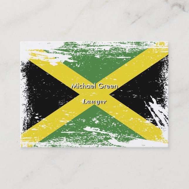 Grunge Jamaica Flag Business Card (Front)