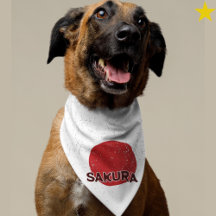 Grunge Japanese Japan Flag Custom Name Pet Bandana