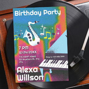 Grunge jazz music birthday invitation