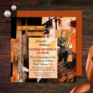 Grunge Jazz Music Bridal Shower Invitation