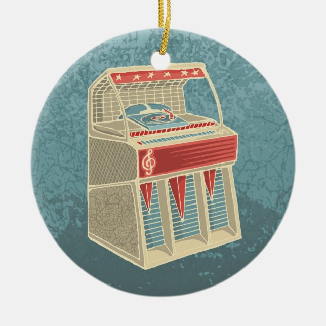 Grunge Jukebox Ceramic Tree Decoration (Front)