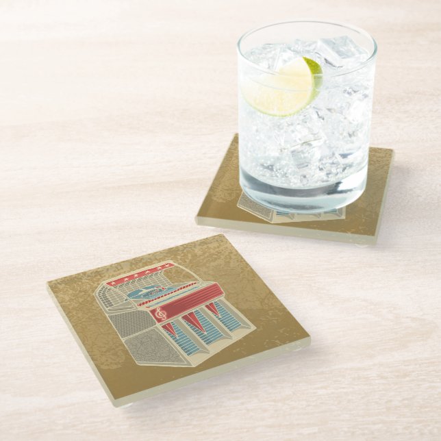 Grunge Jukebox Glass Coaster (Angled)