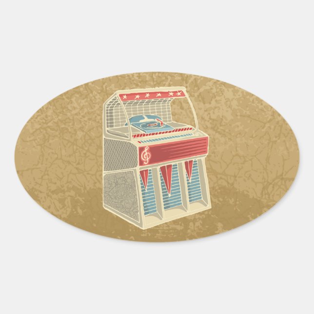 Grunge Jukebox Oval Sticker (Front)
