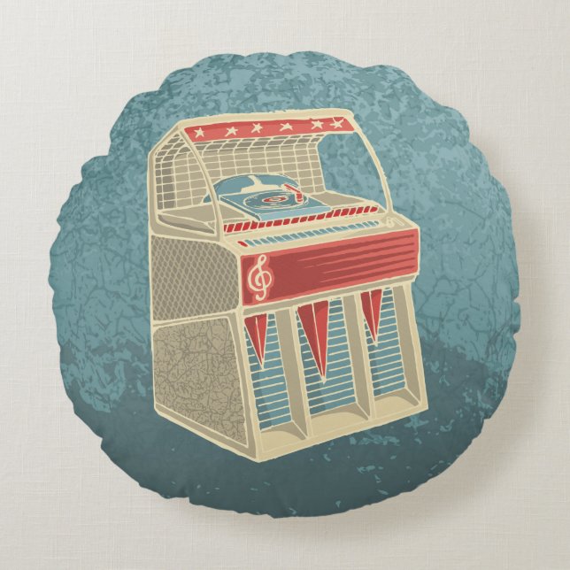 Grunge Jukebox Round Cushion (Front)