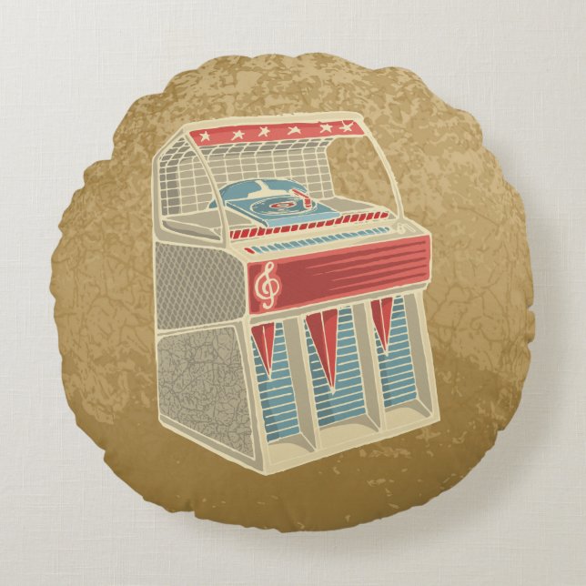 Grunge Jukebox Round Cushion (Front)