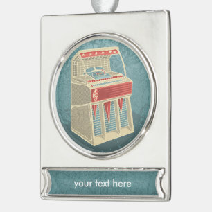 Grunge Jukebox Silver Plated Banner Ornament