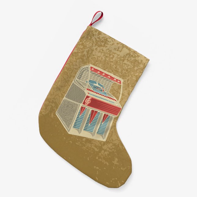 Grunge Jukebox Small Christmas Stocking (Front (Hanging))