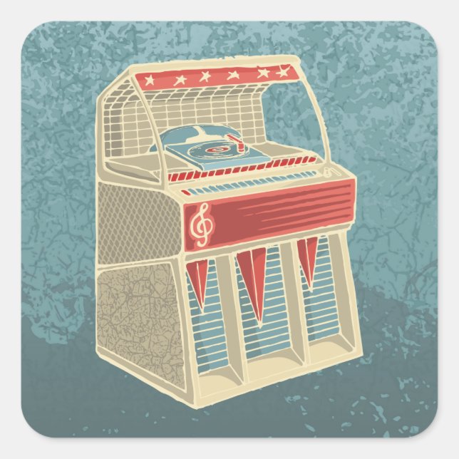 Grunge Jukebox Square Sticker (Front)