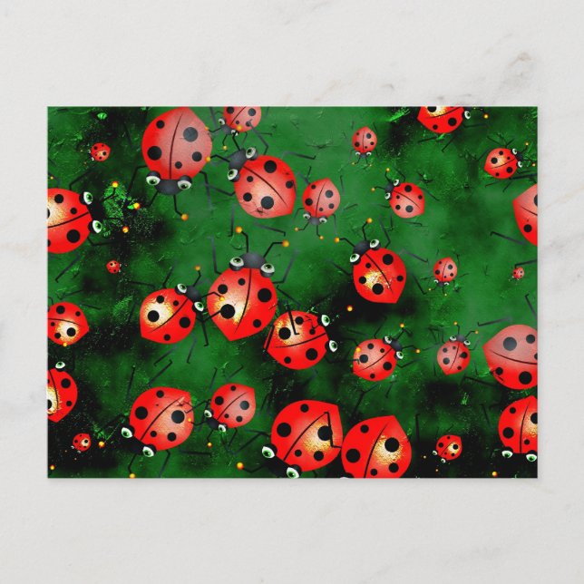Grunge Ladybugs Postcard (Front)