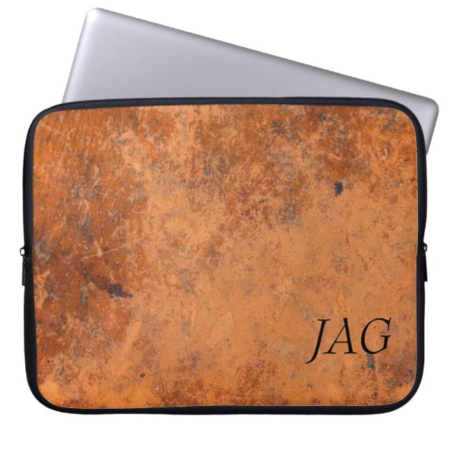 Grunge Leather Monogram Laptop Sleeve (Front)