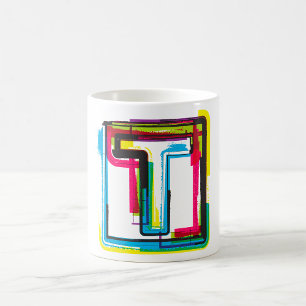Grunge Letter T Bold Colourful Urban Typography  Coffee Mug