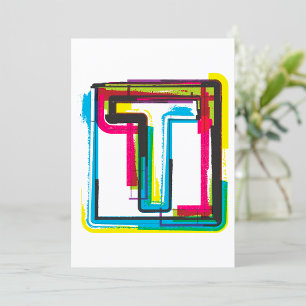 Grunge Letter T Bold Colourful Urban Typography  Invitation