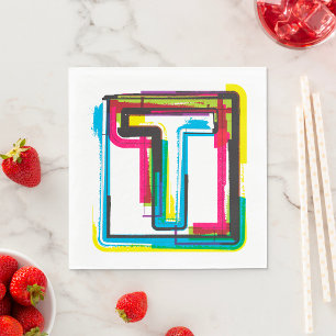 Grunge Letter T Bold Colourful Urban Typography  Napkin