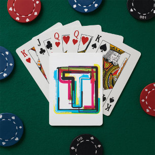 Grunge Letter T Bold Colourful Urban Typography Playing Cards
