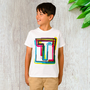 Grunge Letter T Bold Colourful Urban Typography T-Shirt