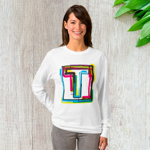 Grunge Letter T Bold Colourful Urban Typography  T-Shirt